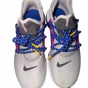Nike women’s Gray and Purple Sneakers with Blue and Yellow Laces